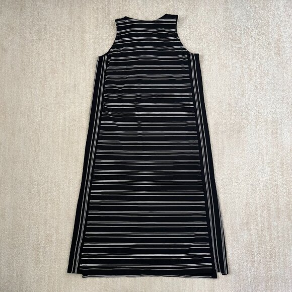 J. Jill Wearever Sleeveless Striped Maxi Dress L Black White - Picture 4 of 10